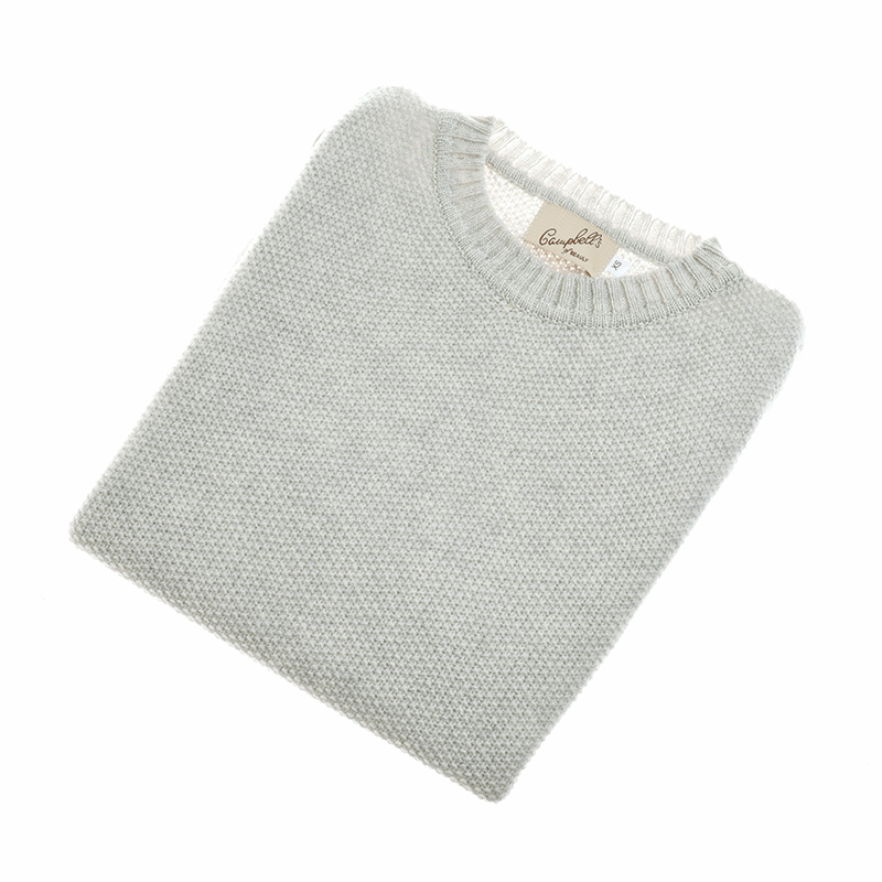 Moss Stitch Crew Slipover Silver - Campbell's of Beauly