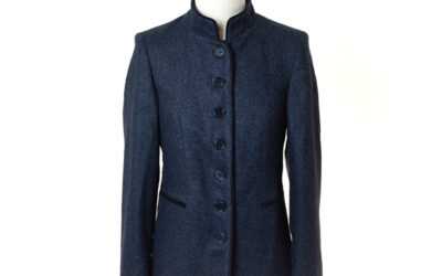 Carlotta Navy Herringbone Jacket